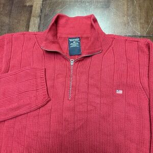 Polo Ralph Lauren Jeans Knit 1/4 Zip Sweater Men's XL Red Thick Heavy